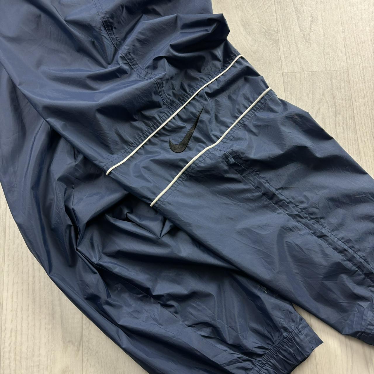 VINTAGE 90s NIKE BAGGY SHELL TRACKSUIT BOTTOMS NAVY BLUE