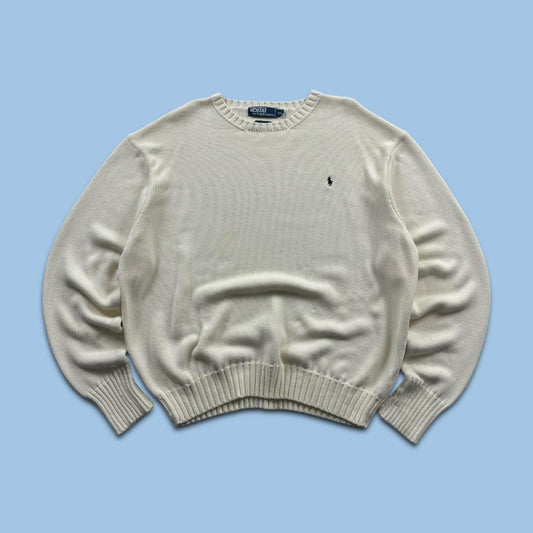 VINTAGE Y2K POLO RALPH LAUREN CHUNKY KNITTED JUMPER CREAM