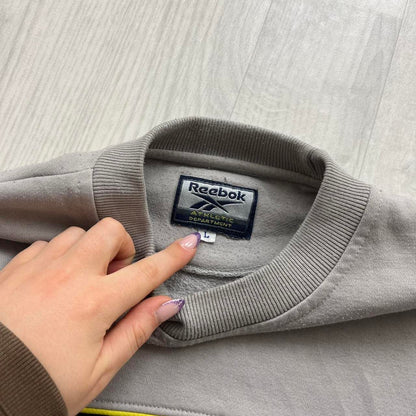 VINTAGE Y2K REEBOK SPELLOUT SWEATSHIRT NAVY GREY