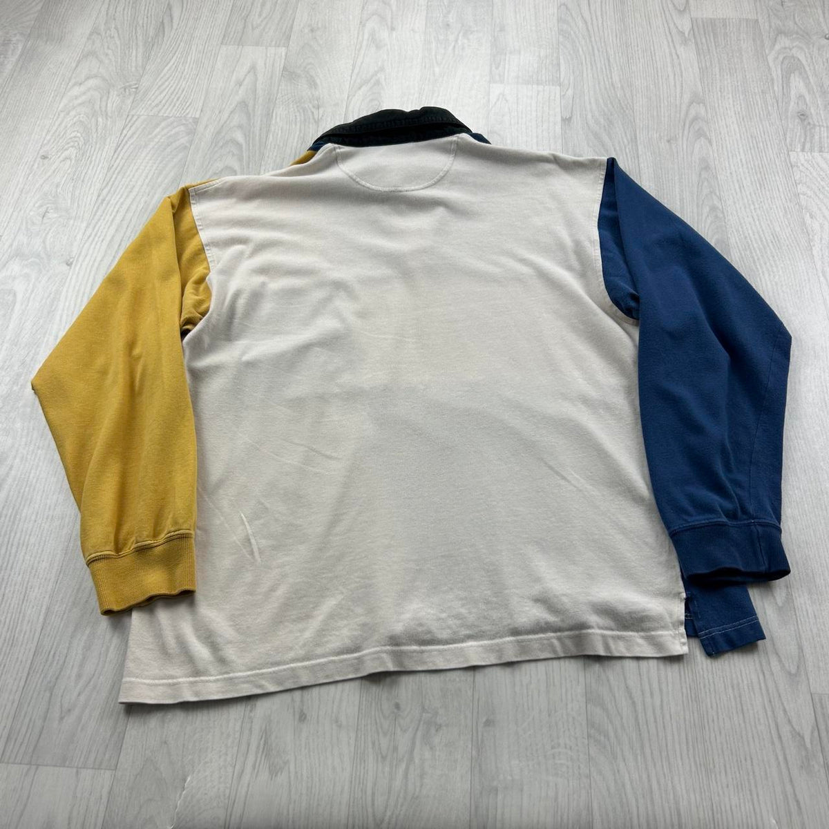 VINTAGE Y2K LACOSTE COLOUR BLOCK LONG SLEEVE RUGBY POLO SHIRT NAVY