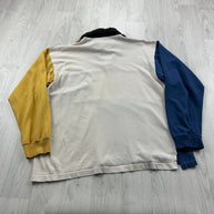 VINTAGE Y2K LACOSTE COLOUR BLOCK LONG SLEEVE RUGBY POLO SHIRT NAVY