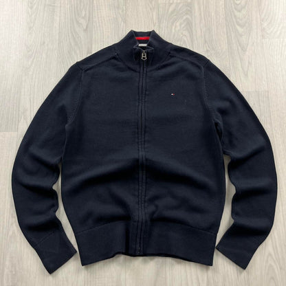 VINTAGE Y2K TOMMY HILFIGER ZIP KNITTED JUMPER NAVY