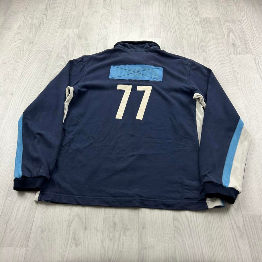 VINTAGE Y2K NIKE OREGON LONG SLEEVE RUGBY POLO SHIRT NAVY