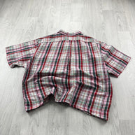 VINTAGE 00s RALPH LAUREN CHECKERED CROPPED SHORT SLEEVE BUTTON UP SHIRT RED