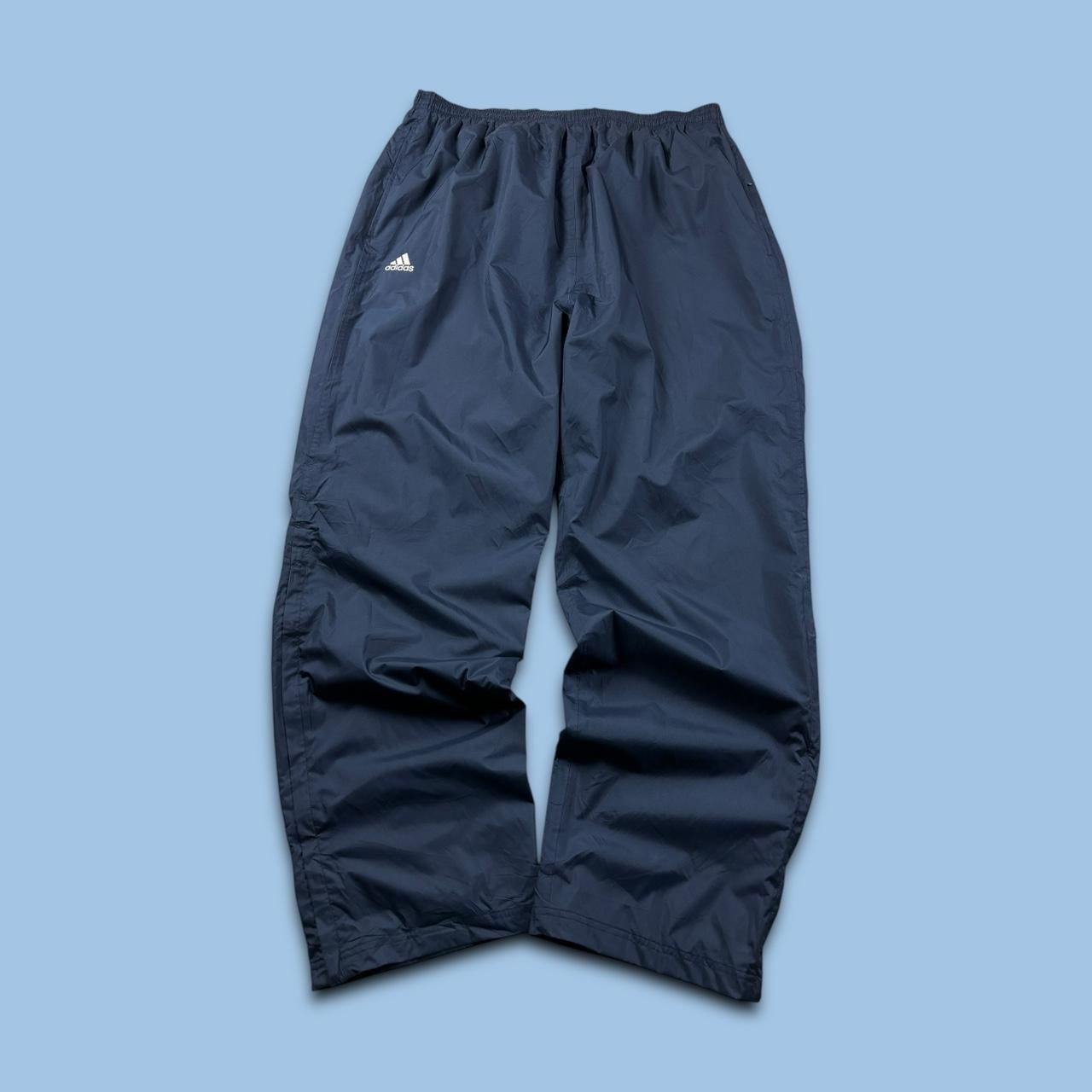 VINTAGE Y2K ADIDAS TEAM BAGGY TRACKSUIT BOTTOMS NAVY