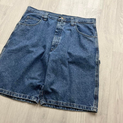 VINTAGE 00s WRANGLER BAGGY LOOSE CARPENTER JORTS BLUE