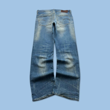 VINTAGE G STAR STRAIGHT LEG FADED JEANS BLUE
