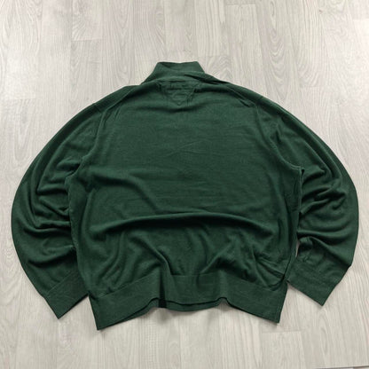 VINTAGE Y2K TOMMY HILFIGER QUARTER ZIP KNITTED JUMPER GREEN