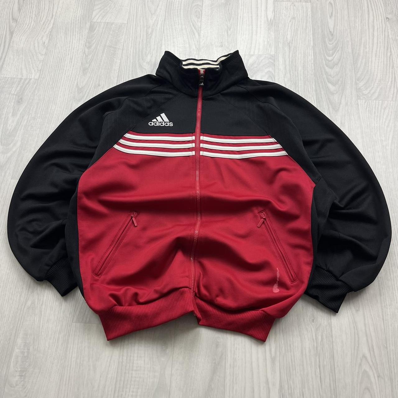 VINTAGE 90s ADIDAS BOXY TRACKSUIT JACKET RED / BLACK