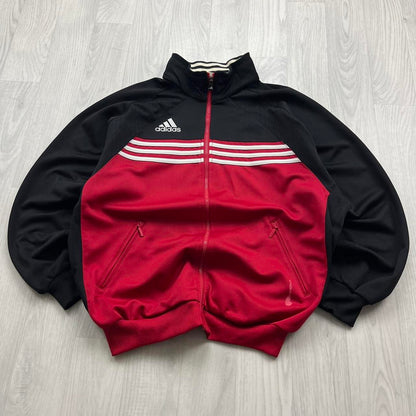 VINTAGE 90s ADIDAS BOXY TRACKSUIT JACKET RED / BLACK