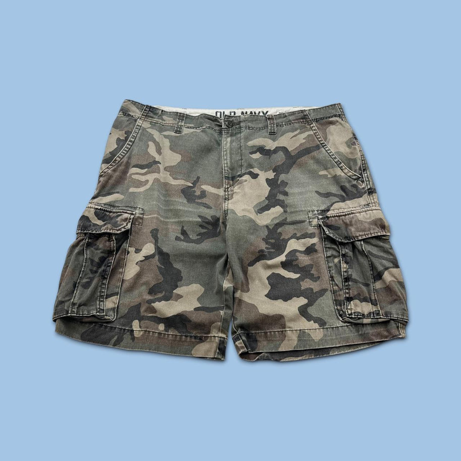 VINTAGE Y2K OLD NAVY BAGGY CAMO CARGO SHORTS GREEN