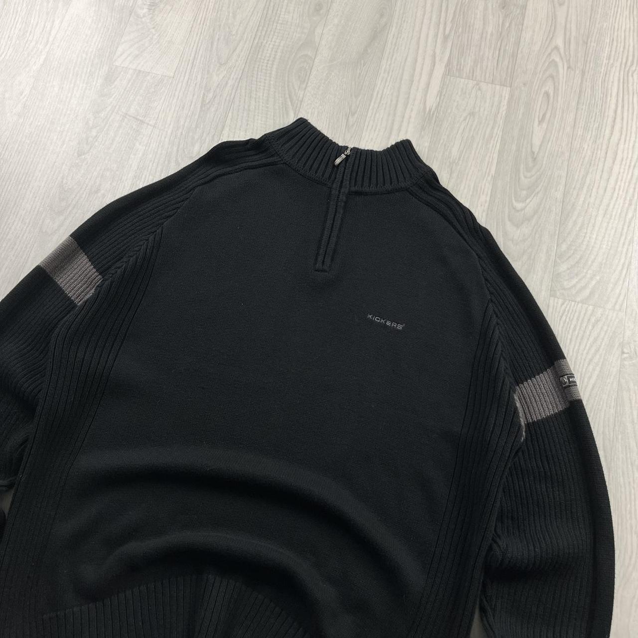 VINTAGE Y2K KICKERS CHUNKY QUARTER ZIP RIBBED KNITTED JUMPER BLACK