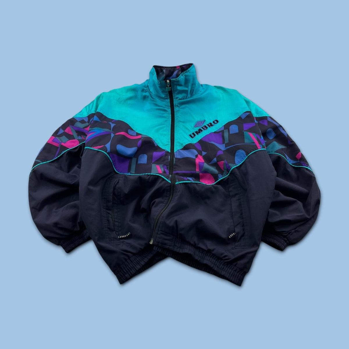 VINTAGE 90s UMBRO FUNKY PADDED TRACK JACKET MULTI