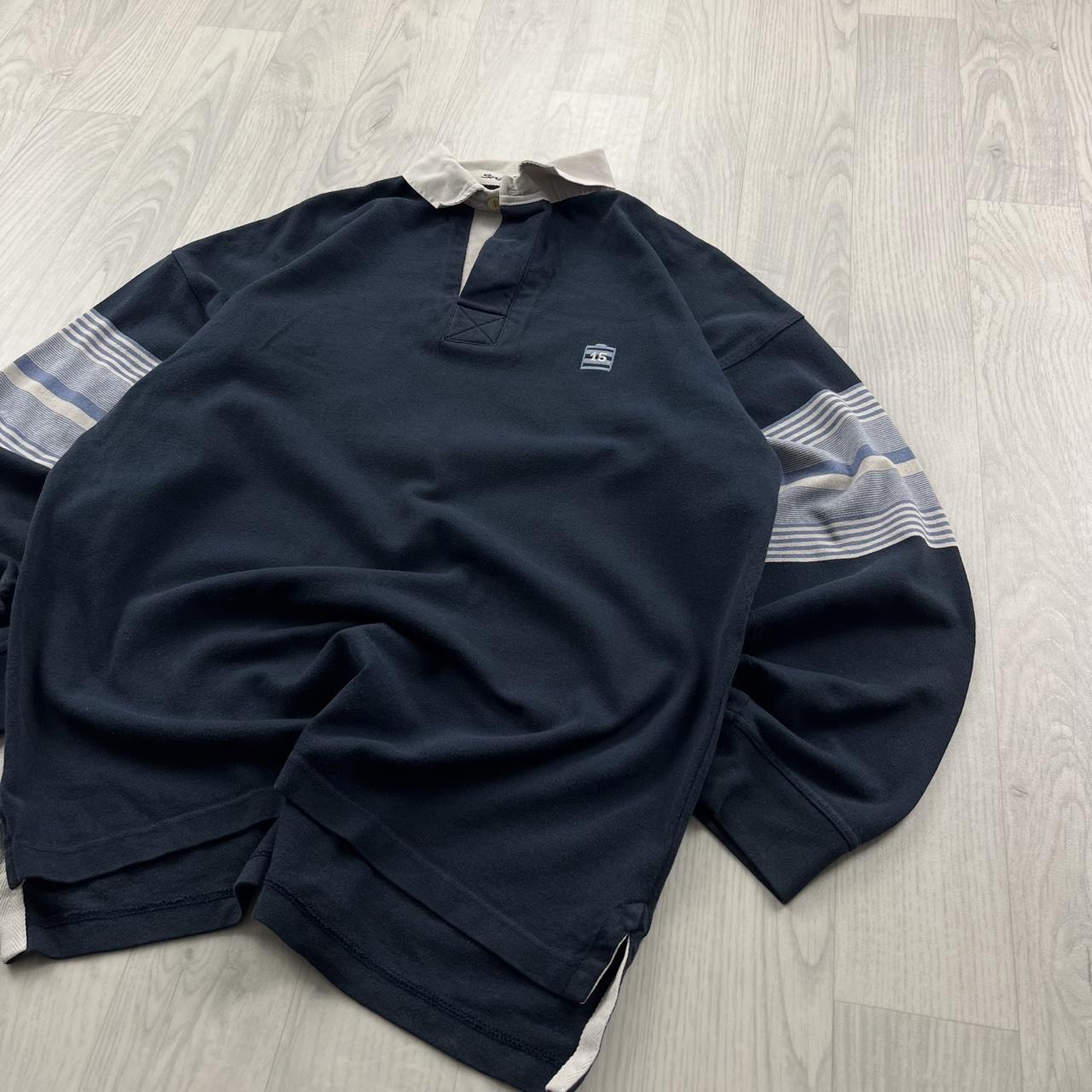 VINTAGE Y2K SERGE BLANCO HEAVY LONG SLEEVE RUGBY POLO SHIRT NAVY