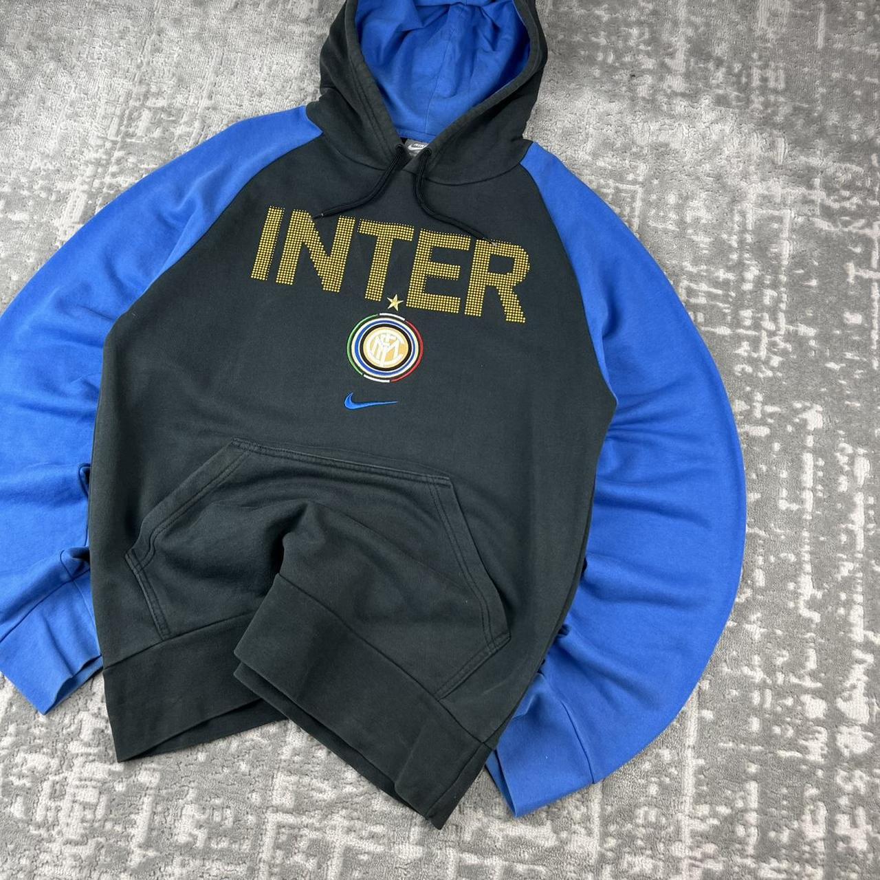 VINTAGE Y2K NIKE INTER MILAN SPELL OUT HOODIE BLACK / BLUE