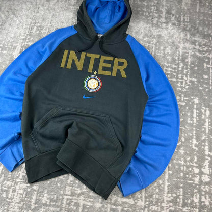 VINTAGE Y2K NIKE INTER MILAN SPELL OUT HOODIE BLACK / BLUE