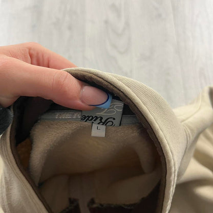 VINTAGE Y2K REALM SPELL OUT ZIP HOODIE BEIGE