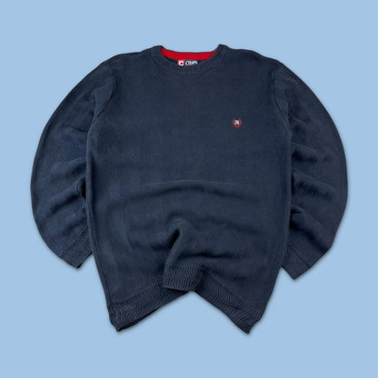 VINTAGE Y2K CHAPS RIBBED CHUNKY ESSENTIAL KNITTED JUMPER NAVY