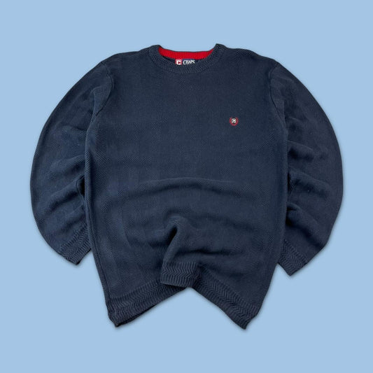VINTAGE Y2K CHAPS RIBBED CHUNKY ESSENTIAL KNITTED JUMPER NAVY