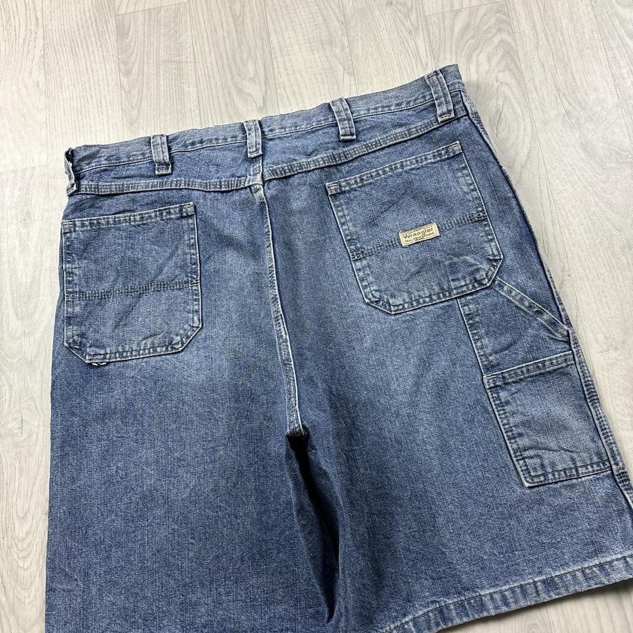 VINTAGE 00s WRANGLER BAGGY LOOSE CARPENTER JORTS BLUE