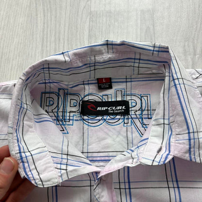 VINTAGE Y2K RIP CURL PLAID SHORT SLEEVE SHIRT WHITE / PINK