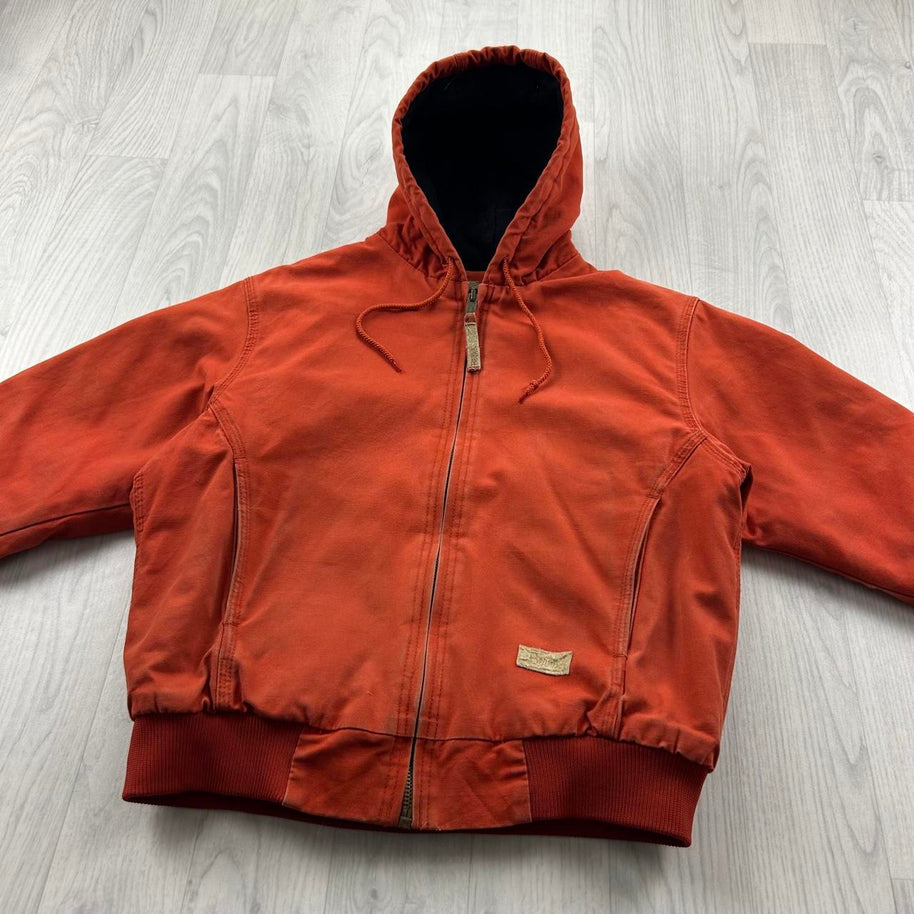 VINTAGE Y2K BERNE HOODED ACTIVE WORKWEAR BOMBER JACKET ORANGE