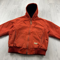 VINTAGE Y2K BERNE HOODED ACTIVE WORKWEAR BOMBER JACKET ORANGE
