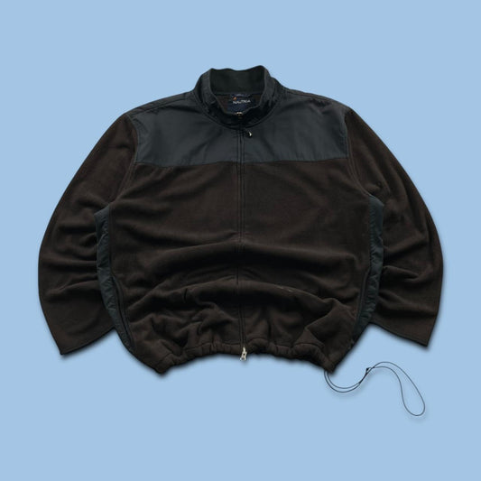 VINTAGE Y2K NAUTICA ZIP UP TECHNICAL FLEECE BROWN BLACK