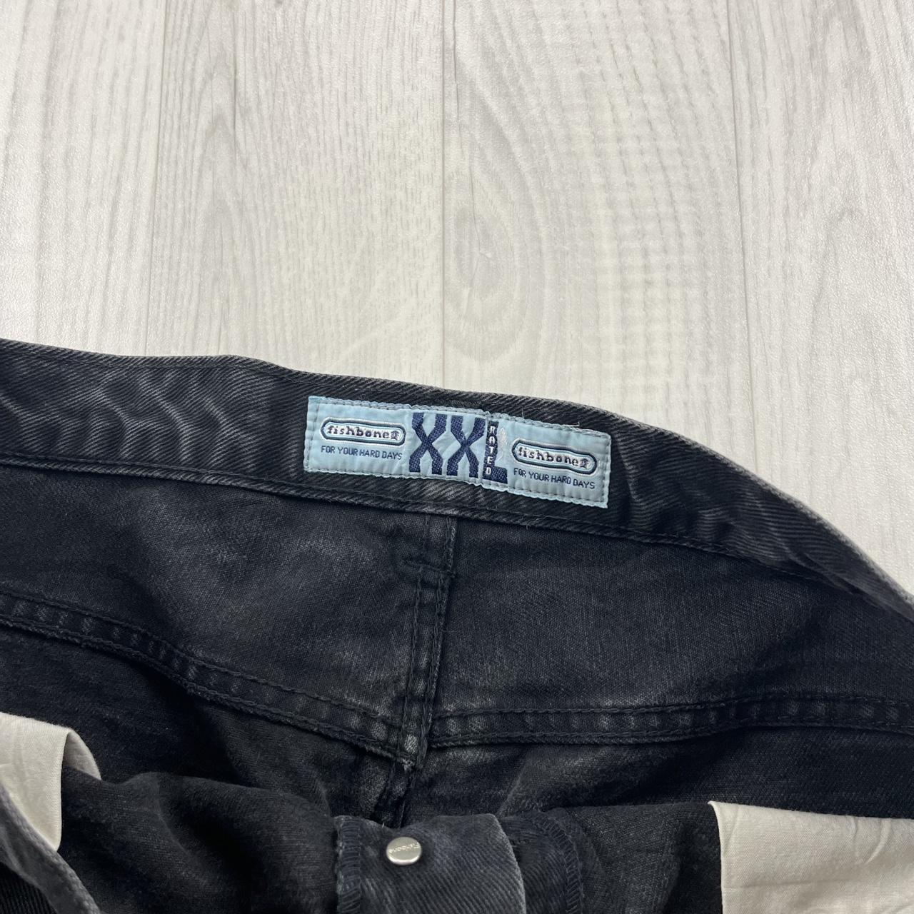 VINTAGE Y2K FISHBONE BAGGY CARGO JEANS BLACK