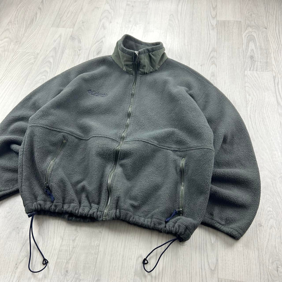 VINTAGE 90s COLUMBIA ZIP UP FLEECE JACKET KHAKI GREEN