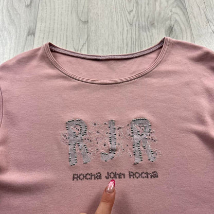 VINTAGE Y2K ROCHA JOHN ROCHA LONG SLEEVE TOP BABY PINK