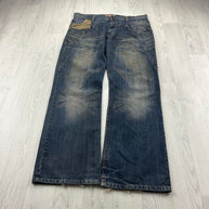 VINTAGE Y2K AMINGO BAGGY BOOTCUT JEANS NAVY BLUE