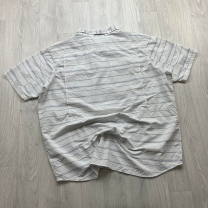 VINTAGE Y2K COLUMBIA STRIPED SHORT SLEEVE SHIRT WHITE