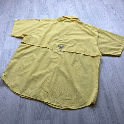 VINTAGE Y2K COLUMBIA UTILITY SHORT SLEEVE SHIRT YELLOW