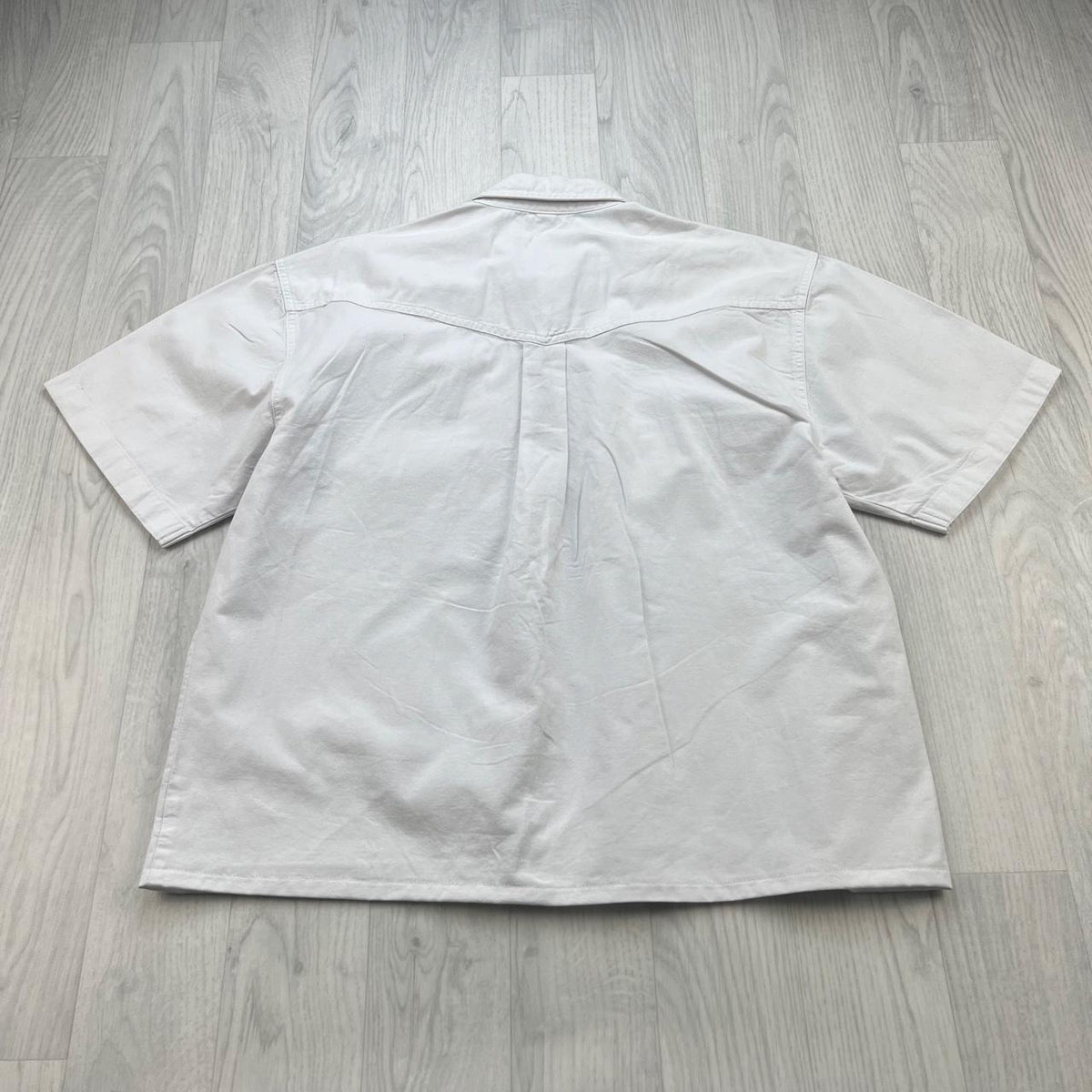 VINTAGE 00s ARIZONA PLAIN CROPPED SHORT SLEEVE BUTTON UP SHIRT WHITE
