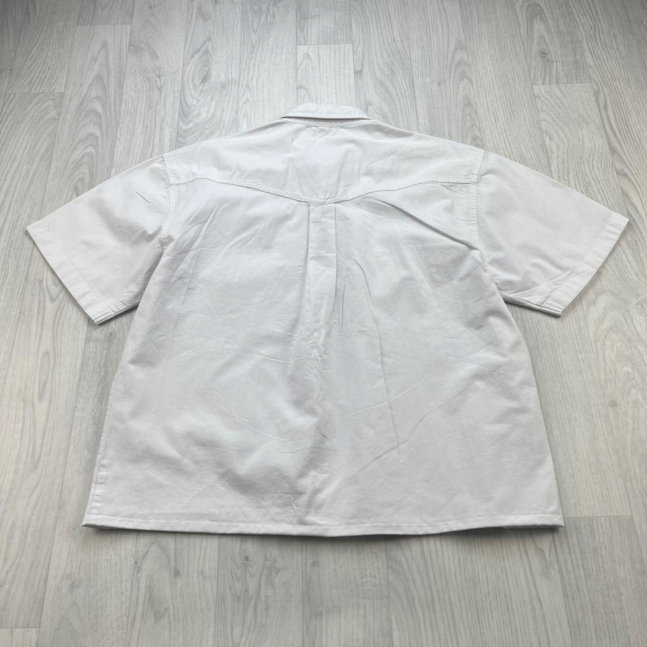 VINTAGE 00s ARIZONA PLAIN CROPPED SHORT SLEEVE BUTTON UP SHIRT WHITE