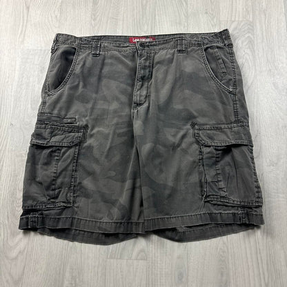 VINTAGE Y2K LEE BAGGY LOOSE CAMO SHORTS GREY