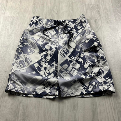 VINTAGE Y2K OAKLEY BAGGY LOOSE BOARD SURF SHORTS WHITE BLUE