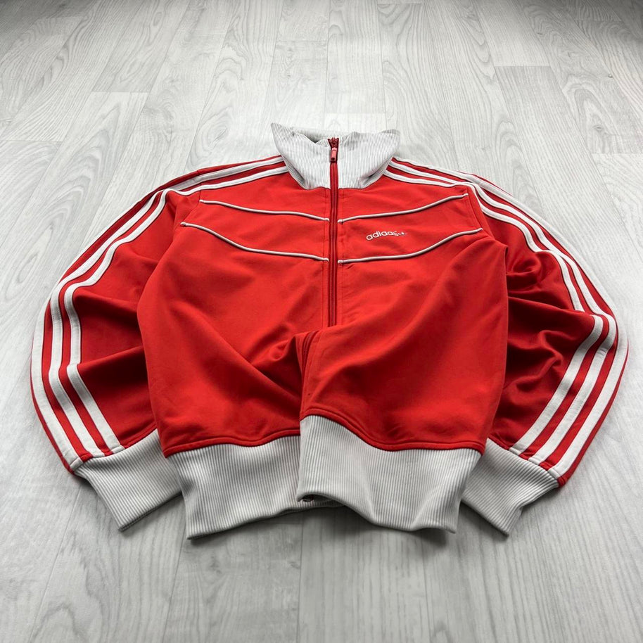 VINTAGE 90s ADIDAS ZIP UP TRACK JACKET RED WHITE