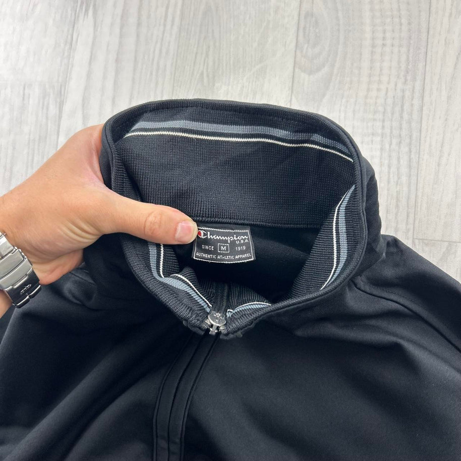 VINTAGE Y2K CHAMPION BOXY ZIP UP TRACK JACKET BLACK