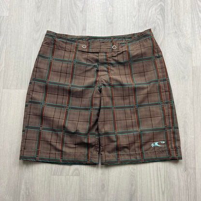 VINTAGE Y2K O’NEILL BAGGY CHECKERED BOARD SHORTS BROWN