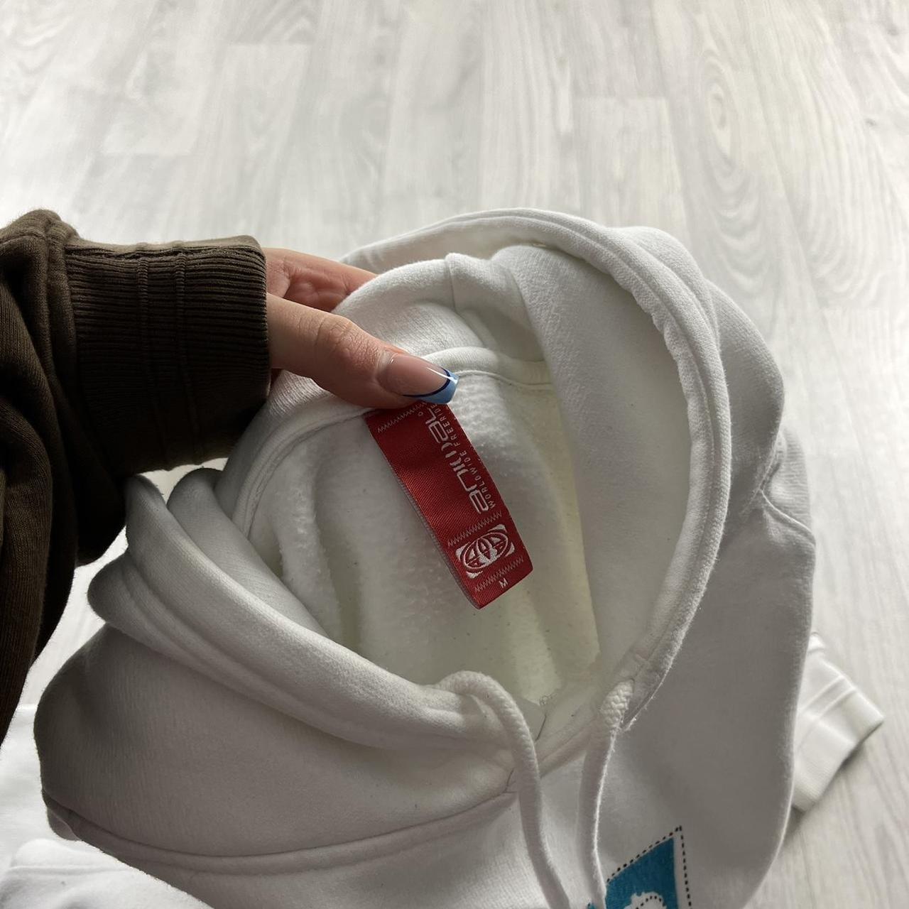 VINTAGE Y2K ANIMAL CENTRE LOGO SURF HOODIE WHITE