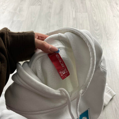 VINTAGE Y2K ANIMAL CENTRE LOGO SURF HOODIE WHITE