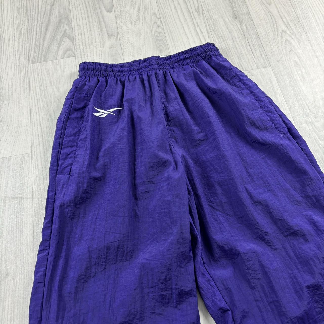VINTAGE 00s REEBOK BAGGY SHELL TRACKSUIT BOTTOMS PURPLE (S)