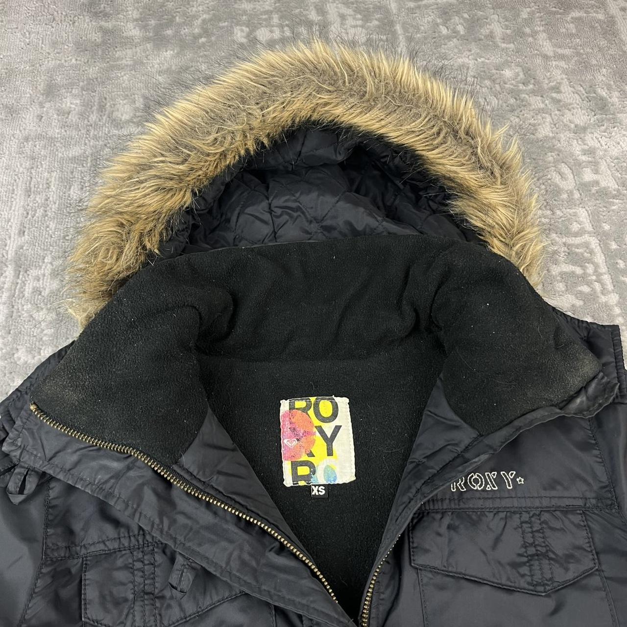 VINTAGE 00s ROXY FUR HOOD UTILITY BOMBER JACKET BLACK