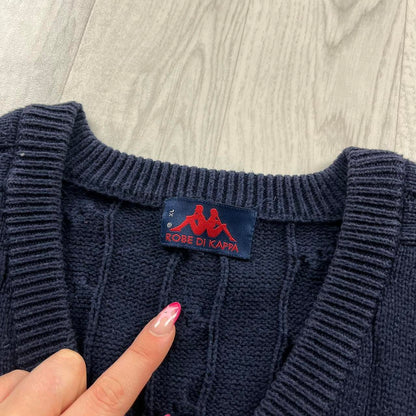 VINTAGE Y2K KAPPA CHUNKY CABLE KNITTED JUMPER NAVY