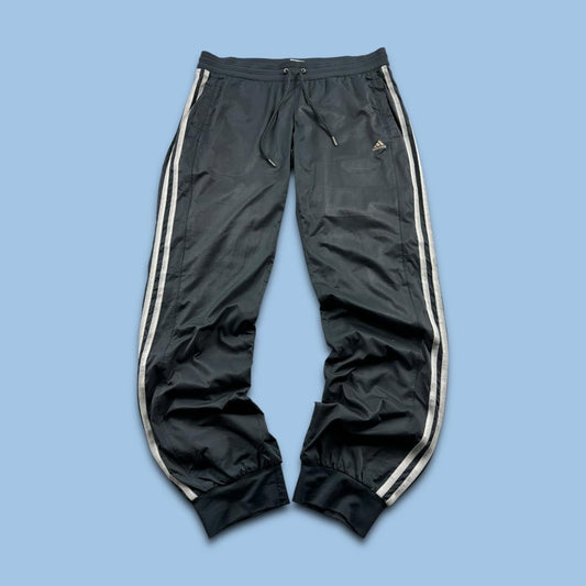 VINTAGE Y2K ADIDAS LOW RISE BAGGY TRACKSUIT BOTTOMS BLACK / GREY