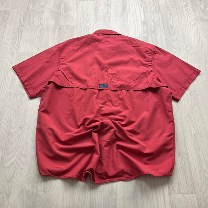 VINTAGE Y2K IZOD UTILITY SHORT SLEEVE SHIRT RED