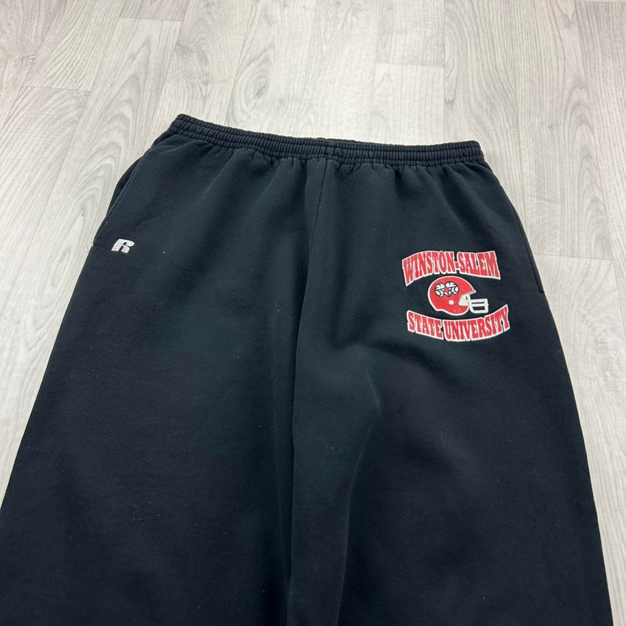 VINTAGE Y2K RUSSELL ATHLETIC BLANK BAGGY COTTON SWEATPANTS BLACK