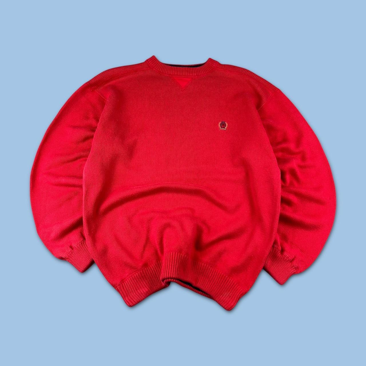 VINTAGE Y2K TOMMY HILFIGER CHUNKY ESSENTIAL KNITTED JUMPER RED